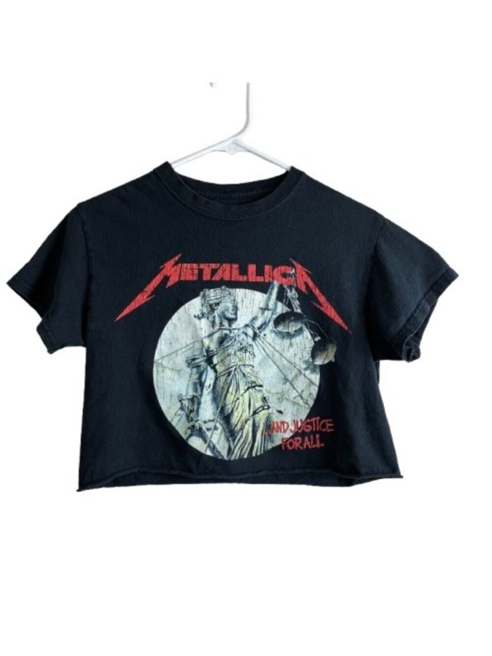 Metallica And Justice For All Crop Tee Sz XS Faded